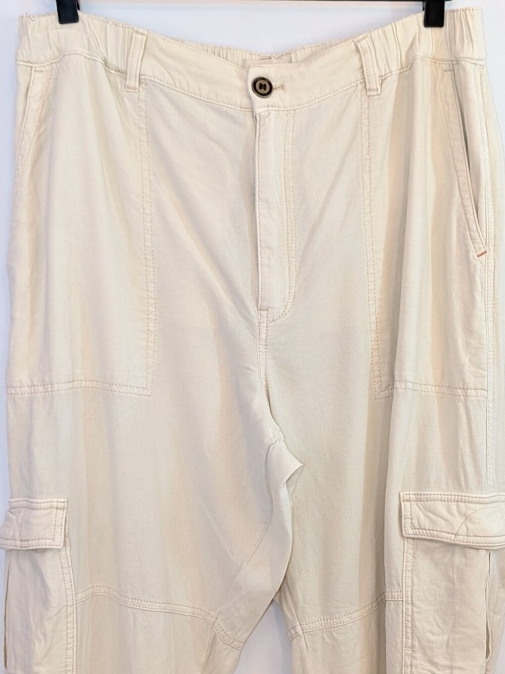 Pilcro | Anthropologie Slim Linen Beach Cargo Pants Ivory | Size Large - Picture 7 of 16